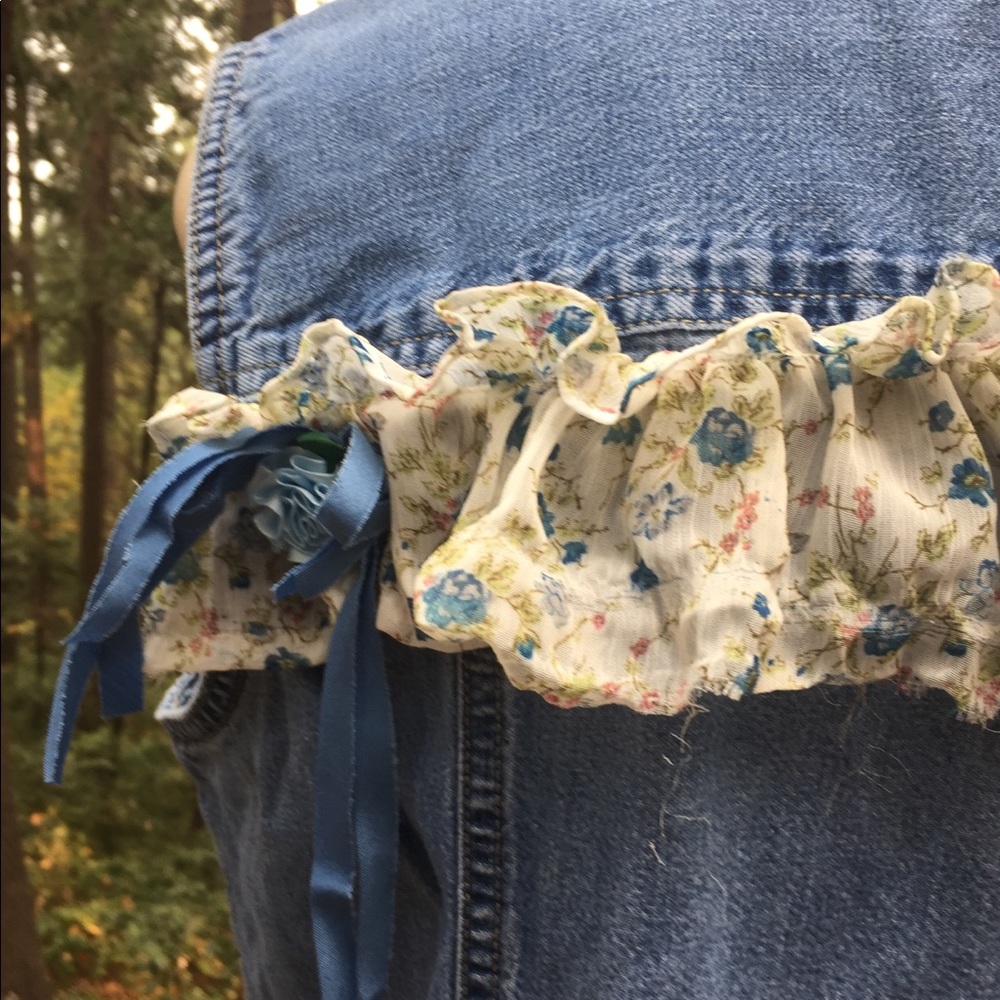 Kreativekristen upcycled Boho style denim waistcoat vintage denim vest - Picture 14 of 16